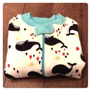 Hanna Andersson Zip-Up 6-9 month Whale Pajamas